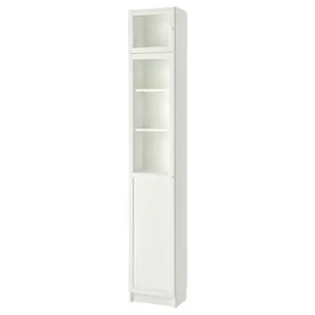 IKEA BILLY БІЛЛІ / OXBERG ОКСБЕРГ, стелаж з дод секцією/дверцятами, білий/скло, 40x30x237 см 892.874.33 фото