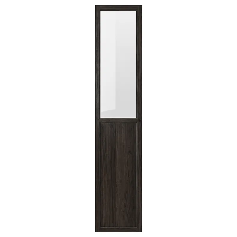 IKEA OXBERG ОКСБЕРГ, панельн / стеклян дверца, темно-коричневая имитация дуб, 40x192 см 404.929.01 фото №1