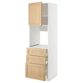 IKEA METOD МЕТОД / MAXIMERA МАКСИМЕРА, высокий шкаф д / духовки / дверь / 3ящика, белый / дуб форсбака, 60x60x200 см 895.095.42 фото