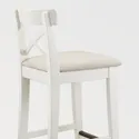 IKEA INGOLF ІНГОЛЬФ, барний стілець зі спинкою, білий / бежевий галантерейний, 65 см 004.787.37 фото thumb №3