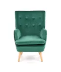 Крісло м'яке HALMAR RAVEL темно-зелений/натуральний фото thumb №9
