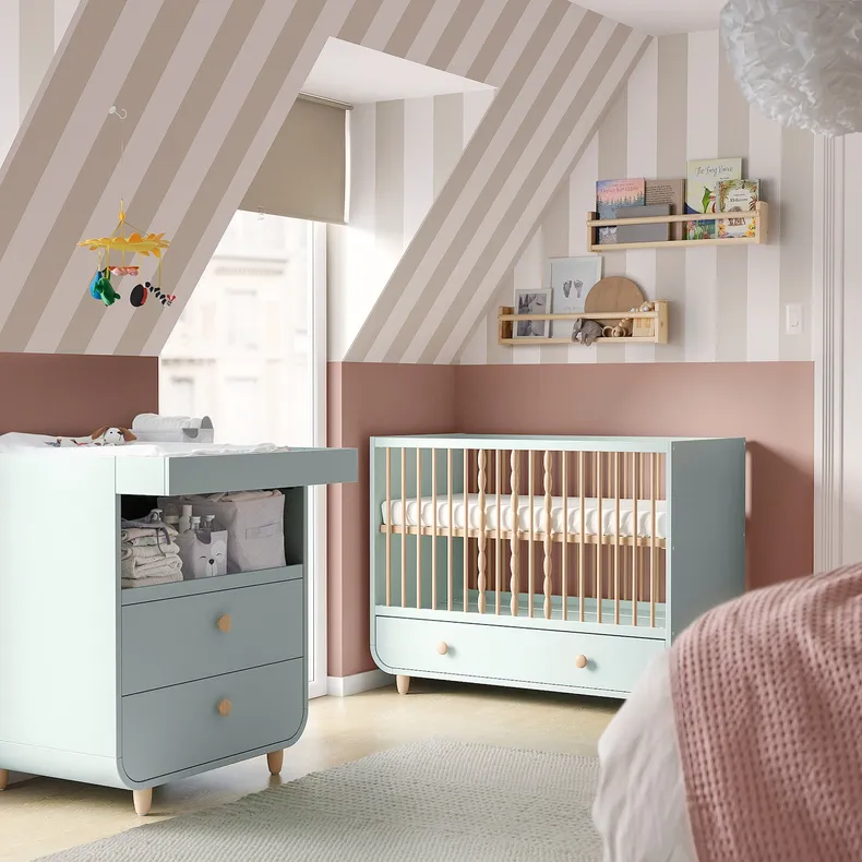 IKEA MYLLRA МЮЛЛРА, мебель для детской, 2 предм., светло-бирюзовый, 60x120 см 195.065.99 фото №2