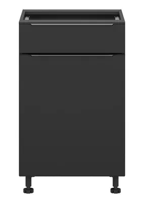 BRW Кухонна тумба Sole L6 50 см права з висувною шухлядою чорний матовий, чорний/чорний матовий FM_D1S_50/82_P/SMB-CA/CAM фото