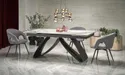 Розкладний стіл HALMAR HILARIO 180-260х90 см, стільниця - білий мармур, ніжки - чорні фото thumb №2