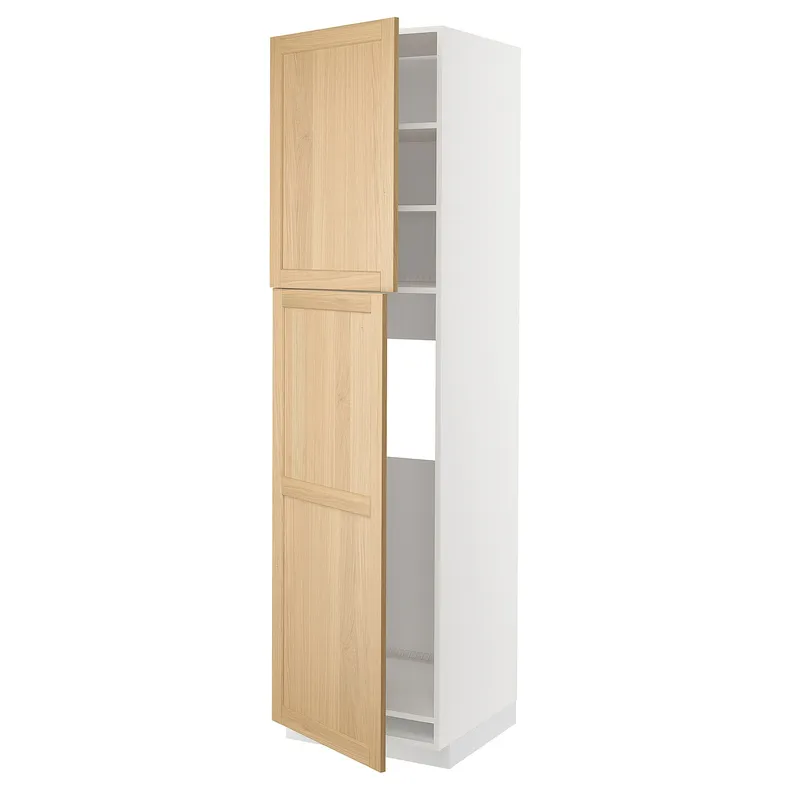 IKEA METOD МЕТОД, висока шафа для холодильника, 2 дв, білий / ФОРСБАККА дуб, 60x60x220 см 095.094.33 фото №1