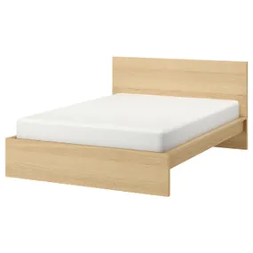 IKEA MALM МАЛЬМ, каркас кровати, дубовый шпон, беленый / Лурой, 140x200 см 990.273.88 фото