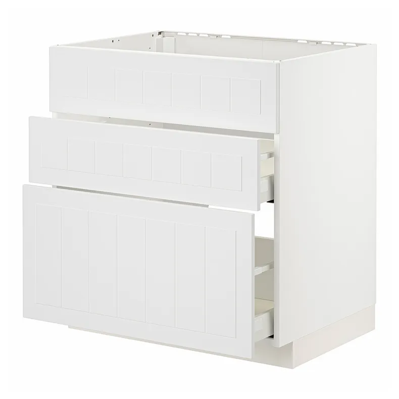 IKEA METOD МЕТОД / MAXIMERA МАКСИМЕРА, шкаф д / варочн панели / вытяжка / ящик, белый / Стенсунд белый, 80x60 см 894.094.58 фото №1
