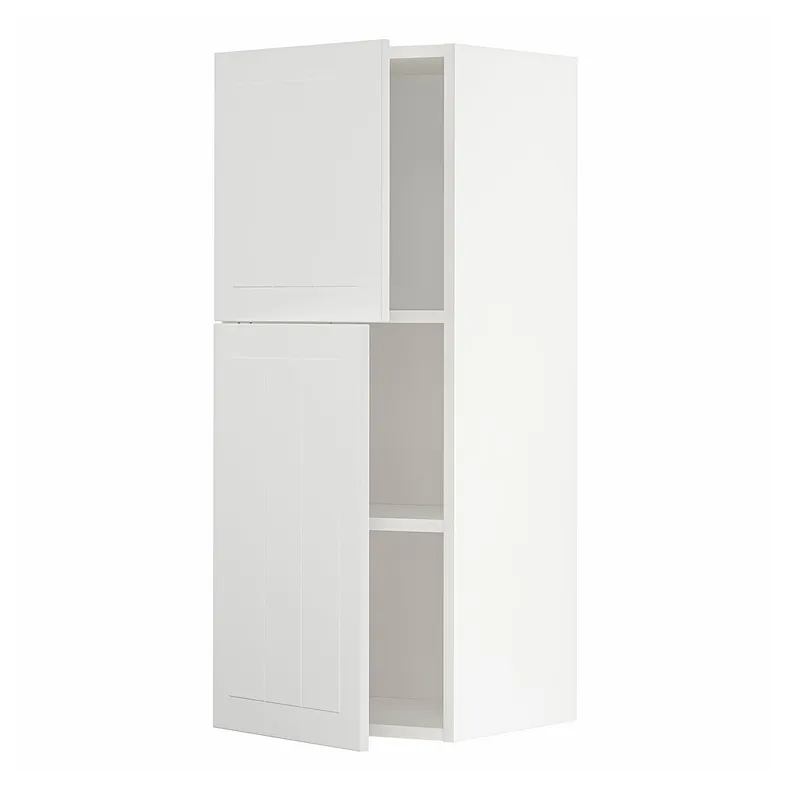 IKEA METOD МЕТОД, навесной шкаф с полками / 2дверцы, белый / Стенсунд белый, 40x100 см 294.613.07 фото №1