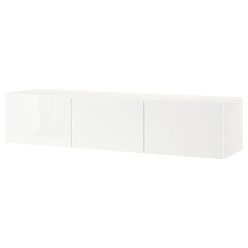 IKEA BESTÅ БЕСТО, тумба под ТВ, с дверцами, белый / Сельсвикен глянцевый / белый, 180x42x38 см 193.307.03 фото №1