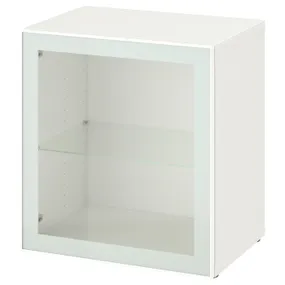 IKEA BESTÅ БЕСТО, стеллаж со стеклянн дверью, белый Стекловик / белый / светло-зеленый Прозрачное стекло, 60x42x64 см 194.891.23 фото