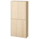 IKEA BESTÅ БЕСТО, навесной шкаф с 2 дверями, Дуб беленый / Лапвикен дуб беленый, 60x22x128 см 794.219.60 фото thumb №1