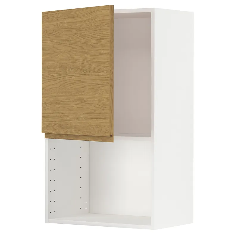 IKEA METOD МЕТОД, шафа навісна для мікрохвильової печ, білий / Voxtorp імітація. дуб, 60x100 см 395.381.13 фото №1