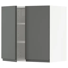 IKEA METOD МЕТОД, навісна шафа з полицями / 2 дверцят, білий / Voxtorp темно-сірий, 60x60 см 194.569.24 фото