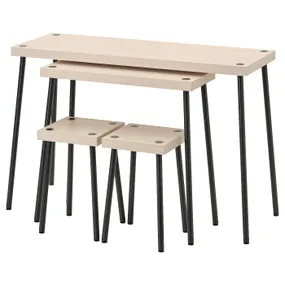 IKEA FRIDNÄS ФРІДНЕС, модульний стіл з табуретами, 4предм, чорний/під березу 705.042.76 фото