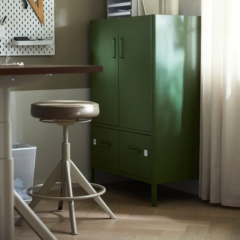 IKEA IDÅSEN ІДОСЕН, шафа з дверцятами й шухлядами, темно-зелений, 80x47x119 см 904.963.98 фото №2