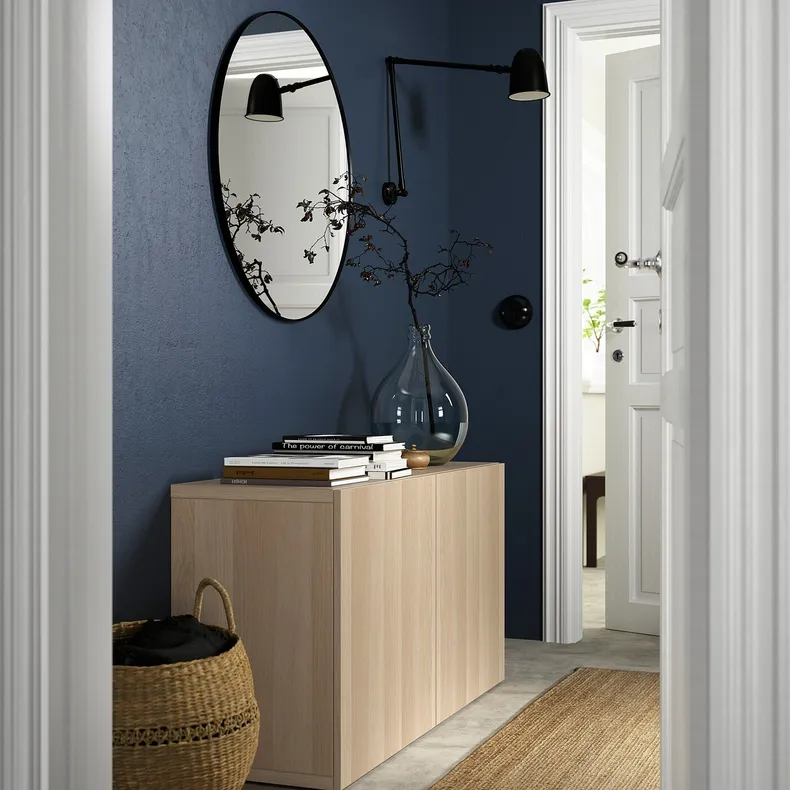 IKEA BESTÅ БЕСТО, комбинация для хранения с дверцами, Дуб беленый / Лапвикен дуб беленый, 120x42x65 см 293.245.32 фото №3
