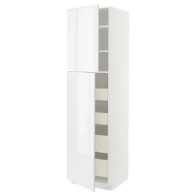 IKEA METOD МЕТОД / MAXIMERA МАКСІМЕРА, висока шафа, 2 дверцят / 4 шухляди, білий / РІНГХУЛЬТ білий, 60x60x220 см 894.689.33 фото
