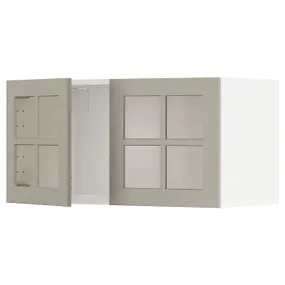 IKEA METOD МЕТОД, шафа навісна із 2 скляними дверцят, білий / стенсундський бежевий, 80x40 см 694.696.60 фото