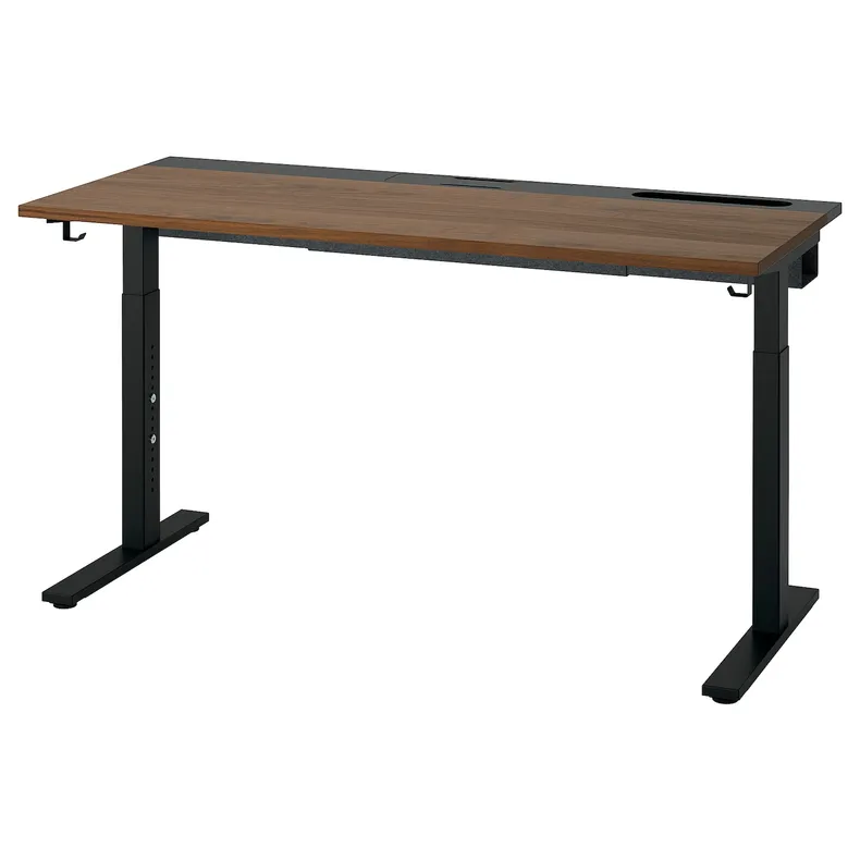IKEA MITTZON МІТТЗОН, письмовий стіл, горіховий/чорний, 140x60 см 895.280.55 фото №1