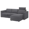 IKEA VIMLE ВІМЛЕ, 3-місний диван із кушеткою, з підголовником / Gunnared середньо-сірий 593.991.06 фото thumb №1
