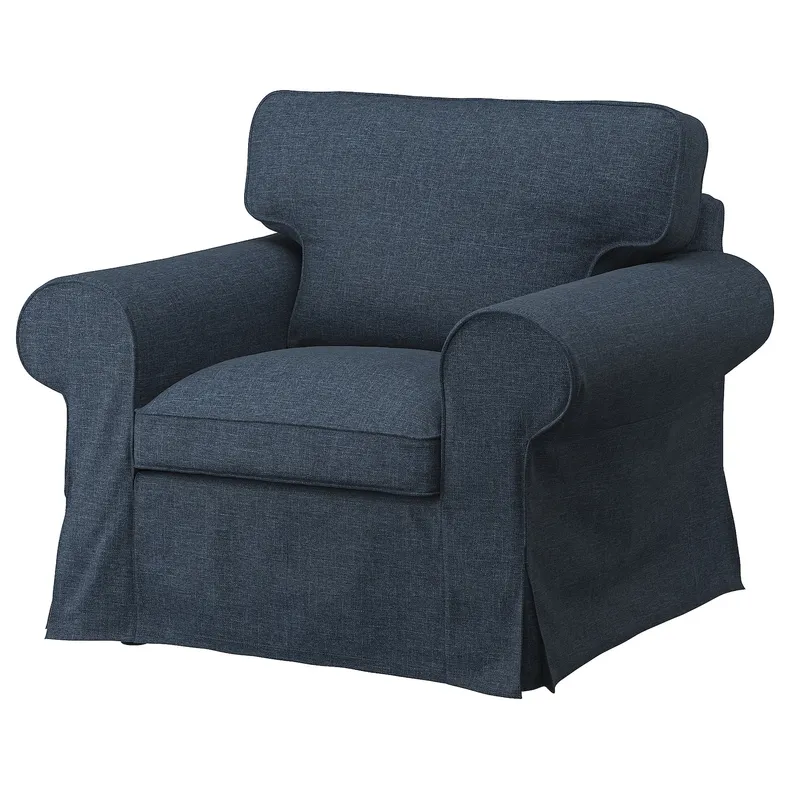 IKEA EKTORP ЭКТОРП, кресло с табуретом для ног, Киланда темно-синего цвета 495.538.67 фото №1