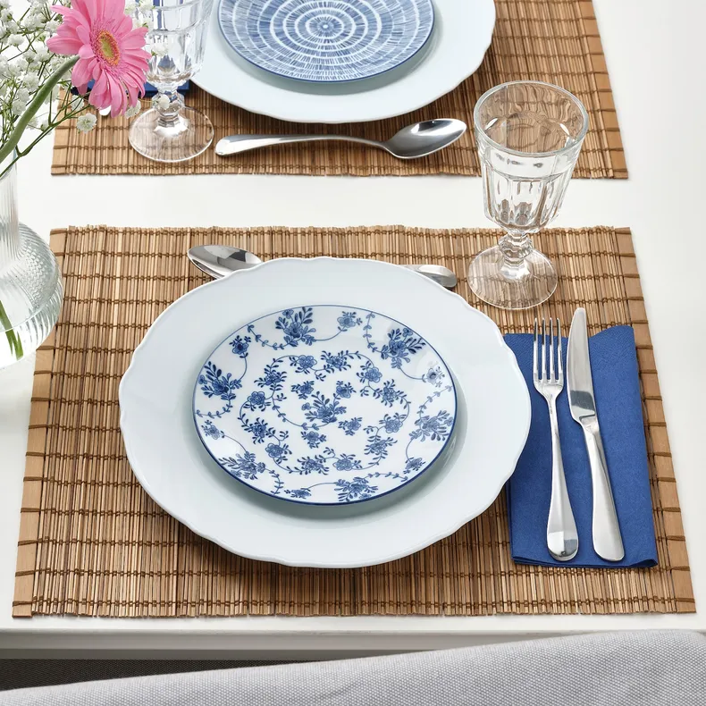 IKEA ENTUSIASM ЭНТУЗИАЗМ, тарелка десертная, узор / синий, 18 см 205.053.58 фото №3