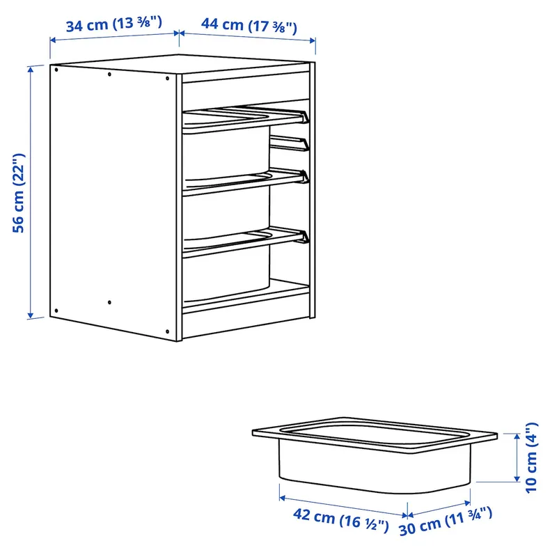 IKEA TROFAST ТРУФАСТ, комбінація для зберіган +контейнери, сірий/темно-сірий, 34x44x56 см 695.150.73 фото №5