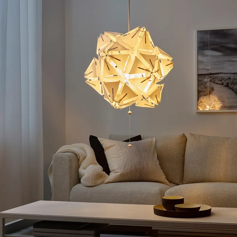 IKEA RAMSELE РАМСЕЛЕ, подвесной светильник, геометрический / белый, 43 см 504.070.97 фото №5