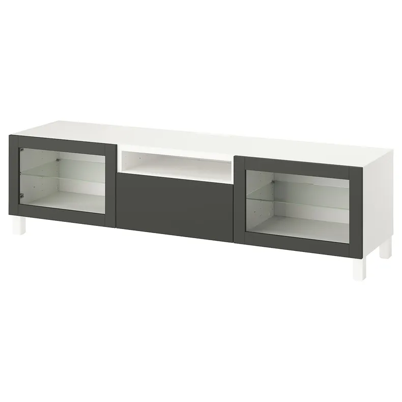 IKEA BESTÅ БЕСТО, тумба под ТВ, белый Sindvik/Lappviken/Stubbarp темно-серый, 180x42x48 см 195.729.85 фото №1