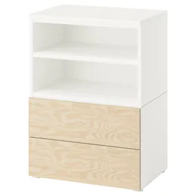 IKEA PLATSA ПЛАТСА, приліжковий столик, білий/КАЛЬБОДЕН під сосну, 60x42x83 см 395.858.02 фото