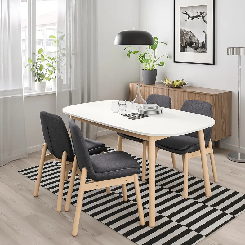 IKEA VEDBO ВЕДБУ / VEDBO ВЕДБУ, стіл+4 стільці, білий/береза, 160x95 см 193.068.83 фото №2