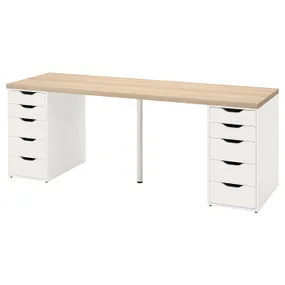 IKEA LAGKAPTEN ЛАГКАПТЕН / ALEX АЛЕКС, письмовий стіл, дуб, біла морилка/білий, 200x60 см 494.176.53 фото