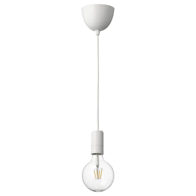 IKEA SUNNEBY СУННЕБЮ / LUNNOM ЛУННОМ, підвісний світильник із лампою, біле / прозоре скло 794.944.52 фото №1
