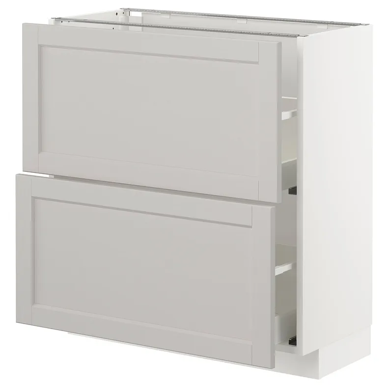 IKEA METOD МЕТОД / MAXIMERA МАКСИМЕРА, напольный шкаф с 2 ящиками, белый / светло-серый, 80x37 см 092.742.55 фото №1