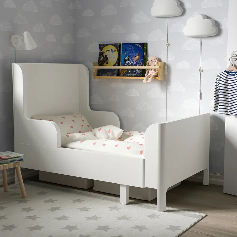 IKEA BUSUNGE БУСУНГЕ, розсувне ліжко, білий, 80x200 см 703.057.00 фото №2