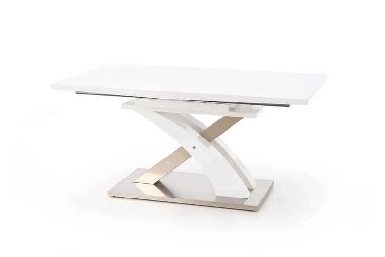 Обеденный стол раскладной HALMAR SANDOR 160-220x90 см белый лакированный фото №1