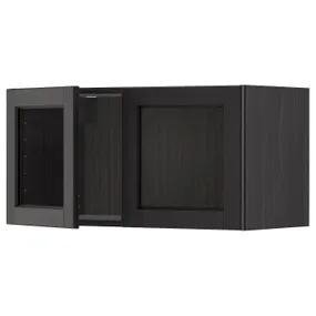 IKEA METOD МЕТОД, навесной шкаф / 2стеклянные дверцы, черный / Лерхиттан с черными пятнами, 80x40 см 794.682.31 фото