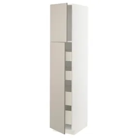 IKEA METOD МЕТОД / MAXIMERA МАКСІМЕРА, висока шафа, 2 дверцят / 4 шухляди, білий / стенсундський бежевий, 40x60x200 см 294.605.29 фото