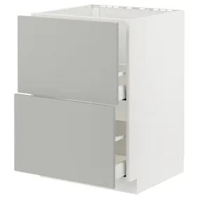 IKEA METOD МЕТОД / MAXIMERA МАКСІМЕРА, підлог шафа д / мийки+2 фр пан / 2 шух, білий / Хавсторп світло-сірий, 60x60 см 595.381.88 фото