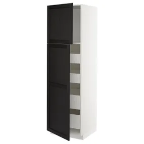 IKEA METOD МЕТОД / MAXIMERA МАКСИМЕРА, высокий шкаф / 2дверцы / 4ящика, белый / Лерхиттан с черными пятнами, 60x60x200 см 194.558.54 фото