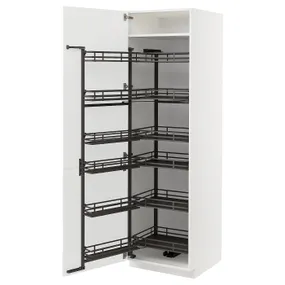 IKEA METOD МЕТОД, высокий шкаф с выдвижным модулем, белый / светло-серый, 60x60x200 см 194.720.14 фото