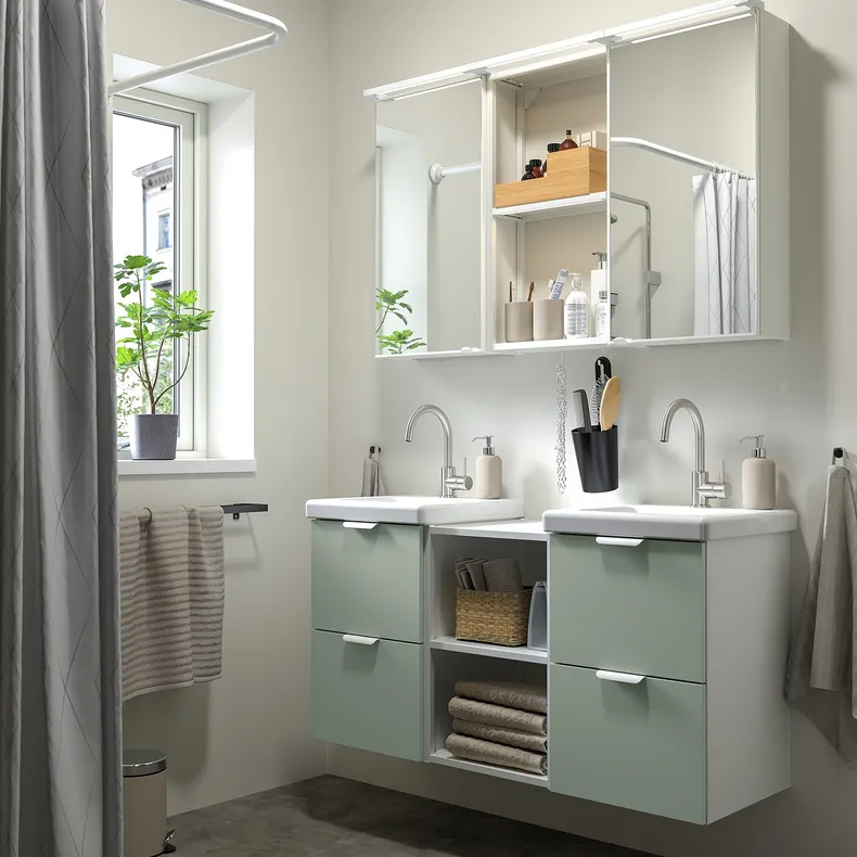 IKEA ENHET ЕНХЕТ, ванна, білий/блідо-сіро-зелений, 124x43x65 см 995.469.21 фото №2