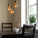IKEA MOLNART МОЛЬНАРТ, LED лампа Е27 120лм, бронзове прозоре скло у формі дзвону, 132 мм 105.405.50 фото thumb №3