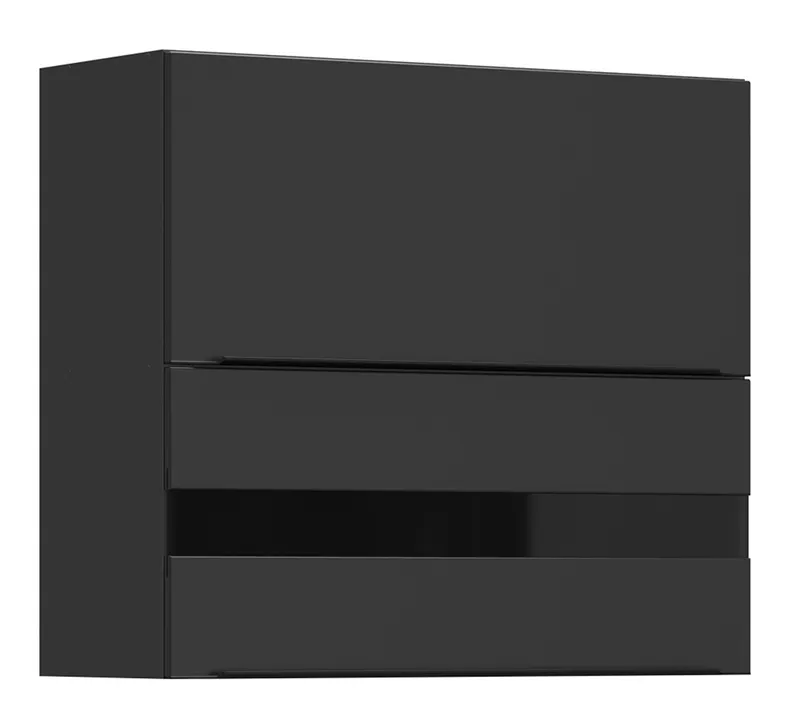 BRW Верхний кухонный шкаф Sole L6 80 см с откидным дисплеем черный матовый, черный/черный матовый FM_G2O_80/72_OV/O-CA/CAM фото №2