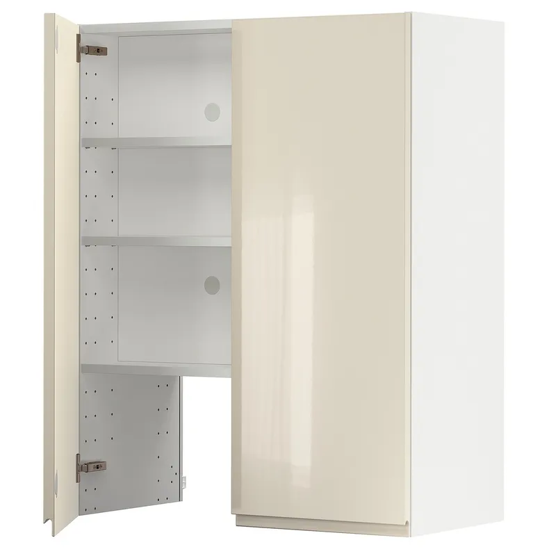 IKEA METOD МЕТОД, настінн шаф д / витяжки з полиц / дверц, білий / Voxtorp високий глянець світло-бежевий, 80x100 см 495.043.01 фото №1