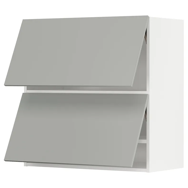 IKEA METOD МЕТОД, навесной шкаф / 2 дверцы, горизонтал, белый / светло-серый, 80x80 см 395.387.83 фото №1