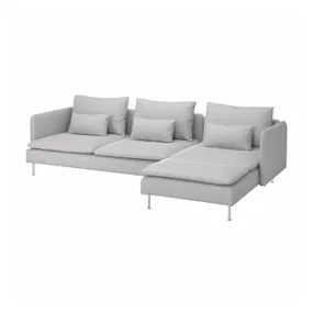 IKEA SÖDERHAMN СОДЕРХЭМН, 4-местный диван с козеткой, Талмира белая/черная 094.306.42 фото