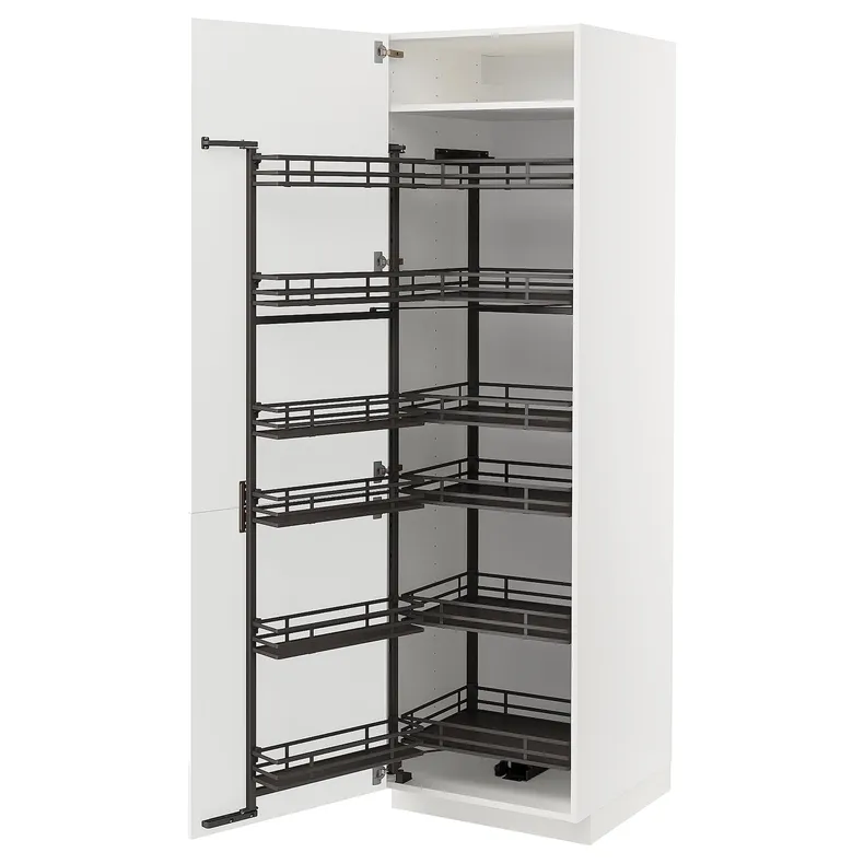 IKEA METOD МЕТОД, высокий шкаф с выдвижным модулем, белый / светло-серый, 60x60x200 см 194.720.14 фото №1