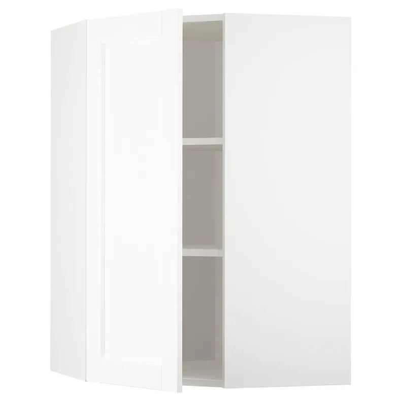 IKEA METOD МЕТОД, кутова навісна шафа з полицями, білий Енкопінг / білий імітація дерева, 68x100 см 494.736.01 фото №1