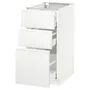 IKEA METOD МЕТОД / MAXIMERA МАКСІМЕРА, підлогова шафа з 3 шухлядами, білий / Voxtorp матовий білий, 40x60 см 391.128.03 фото